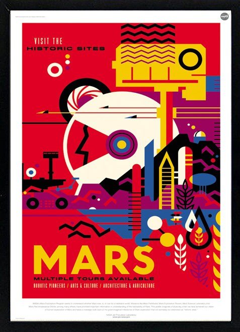Mars Future Historic Sites NASA Graphic Inspirational Travel Poster