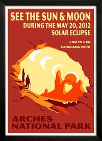 Solar Eclipse Arches National Park Retro poster 1930s Custom Framed A+ Quality