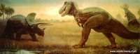T- Rex and Triceratops Framed Prehistoric Dinosaur Panorama Print Art by Charles Knight