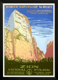 Zion National Park Retro poster 1930s Custom Framed A+ Quality