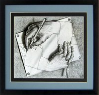 Drawing Hands by M.C. Escher Framed Poster Print Custom Framed Many Sizes
