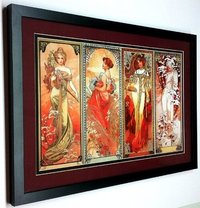 Mucha Poster The Four Seasons Art Nuveau Print Custom Framed