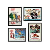 Set of 4 James Bond Movie Posters Custom Framed Displays
