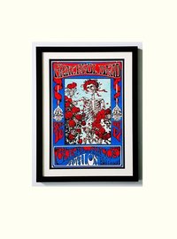 LARGE The Grateful Dead 1960's Art Nouveau Framed & Mated Concert Poster 24 x18
