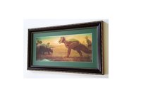 T- Rex and Triceratops Framed Prehistoric Dinosaur Panorama Print Art by Charles Knight