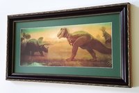 T- Rex and Triceratops Framed Prehistoric Dinosaur Panorama Print Art by Charles Knight