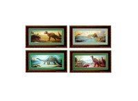 Classic Dinosaur Set of 4 Framed Museum Murals