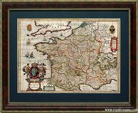 World Map France Highest Quality Framed Reproduction