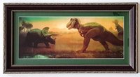 Classic Dinosaur Set of 4 Framed Museum Murals