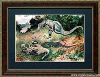 Dinosaur Battle Framed Print Museum Mural