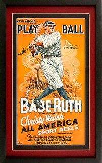 Babe Ruth Yankees Movie Poster Framed Double Mat Print