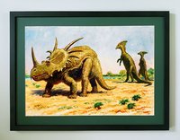 Styracosaurus, Dinosaur Poster Print Art by Charles R Knight. Many Framing Options