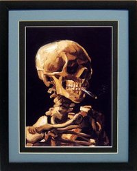 Van Gogh Skull with Burning Cigarette Framed Mated Art Print 15x20