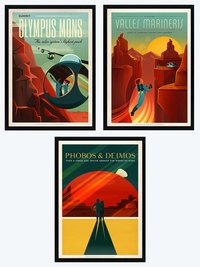Spacex Mars Poster Set Lithographic A+ Quality Framed 25x38