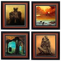 RARE Large Framed Beksinski Master Set of  Surreal Art Poster Lovers