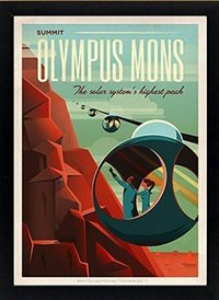 Spacex Mars Poster Olympus Mons A+ Quality Framed