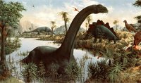 Age of Reptiles Dinosaur Mural By Zallinger Peabody Museum Framed & Matted Prints