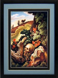 Thomas Hart Benton Spring Landscape Art Skull Custom Framed A+ Quality