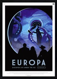 Eropa Life Under Ice NASA Graphic Inspirational Travel Poster