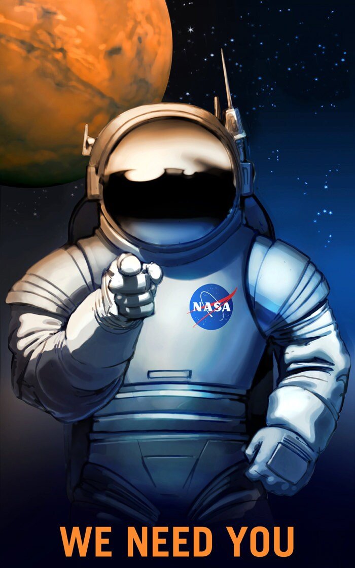 Retro MARS NASA  Poster  "We Need You!" Many Sizes Available