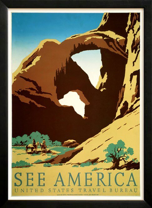 See America Arches National Park Retro poster Custom Framed A+ Quality