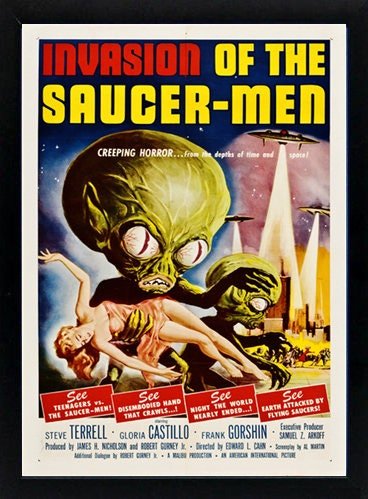 Invasion of the Saucer Men UFO Poster Framed