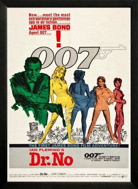 James Bond Dr No Custom Framed Movie Poster
