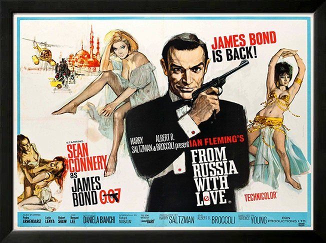 James Bond from Russia With Love Custom Framed Movie Poster Framed