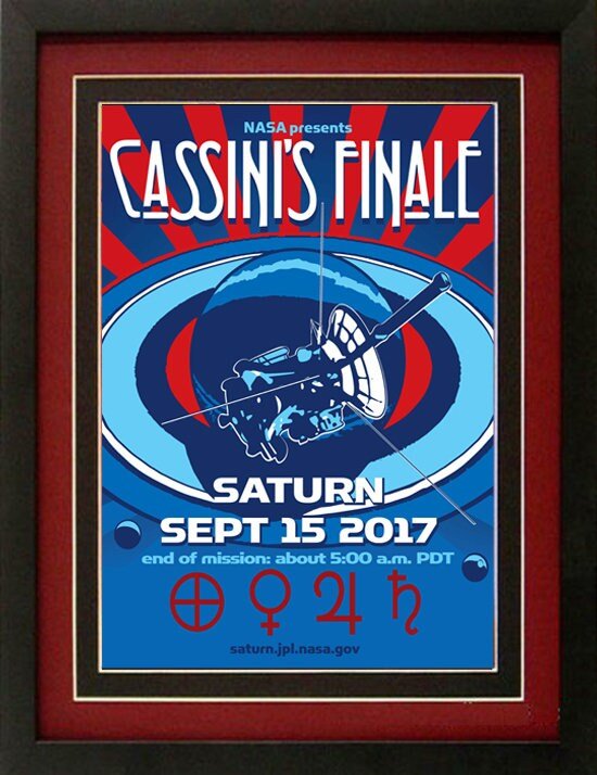 Cassini Saturn Probe NASA Inspirational Poster Custom Framed & Mated Finest Quality