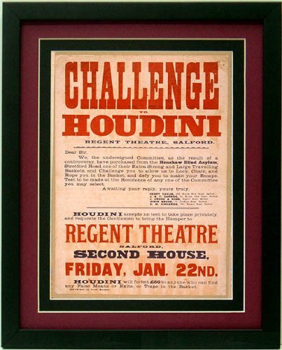 Houdini Challenge Poster Magic Poster Vintage Style Custom Framed Prints