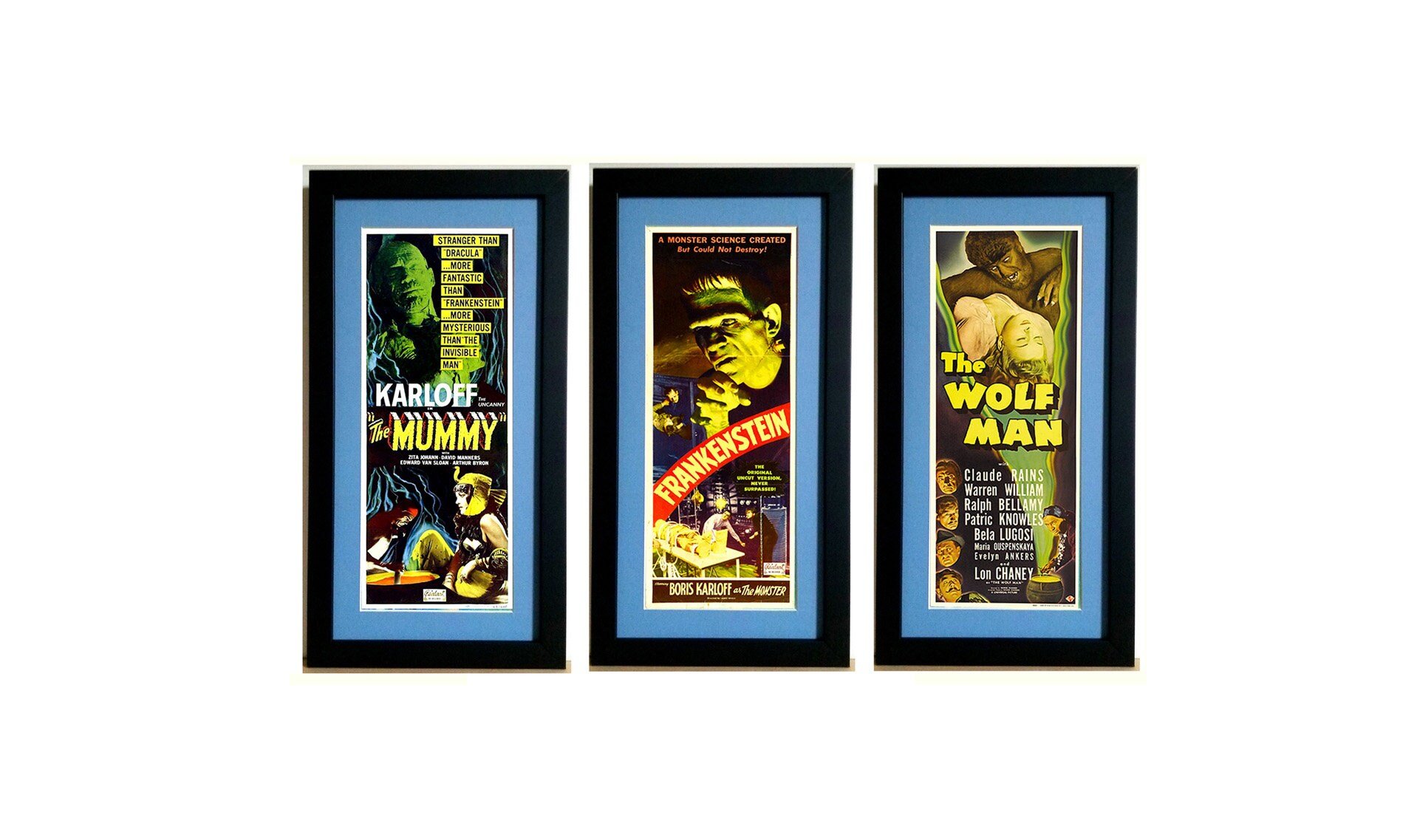 Monster Poster Set Frankenstein, Wolf Man and The Mummy