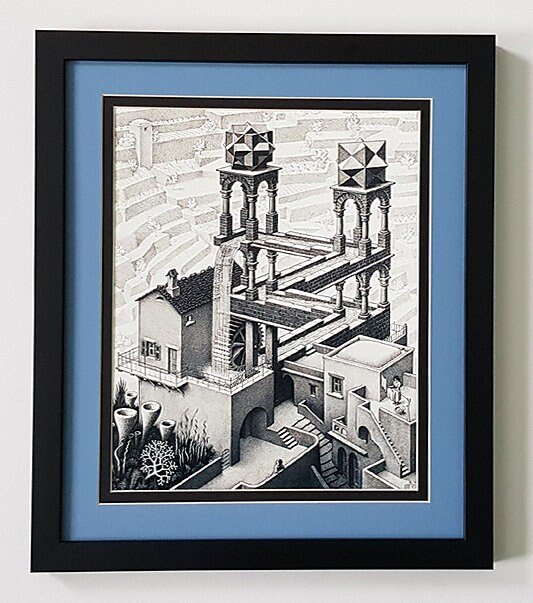M.C. Escher Waterfall Framed Poster Print Custom Framed Many Sizes