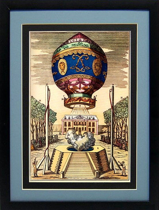 Montgolfier Brothers Ballon Vintage Style Print  Beautifully Framed