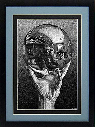 Hand with Reflecting Sphere Framed Art by M.C. Escher Custom Framed Many Sizes