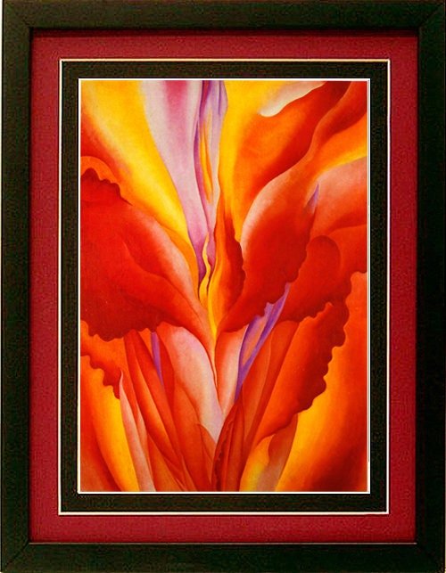 Red Canna Georgia O'keeffe Flower Art Framed Poster 12x15