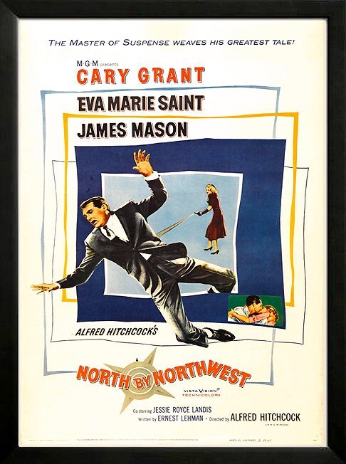 Retro North by Northwest Movie Poster Finest Quality Framing