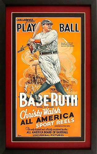 Babe Ruth Yankees Movie Poster Framed Double Mat Print