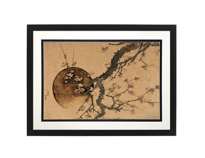 Hokusai Fuji in Spring: Plum Blossoms Framed