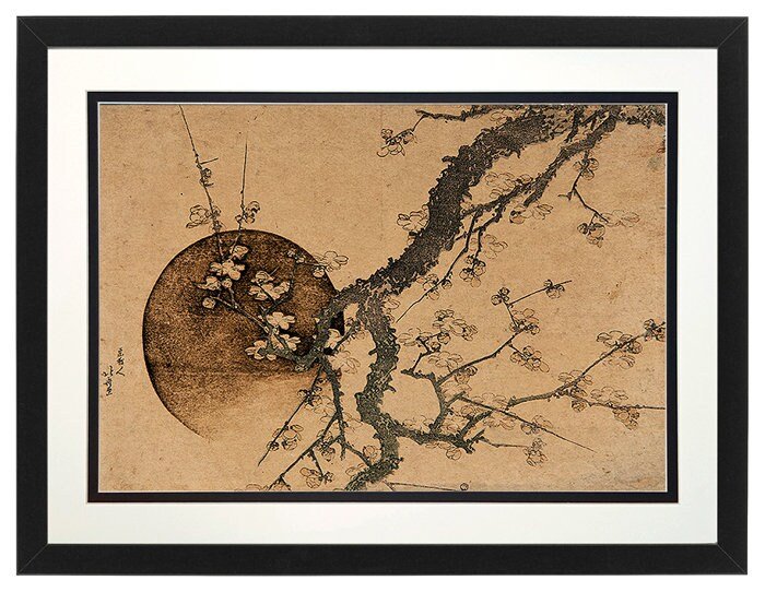 Hokusai Fuji in Spring: Plum Blossoms Framed