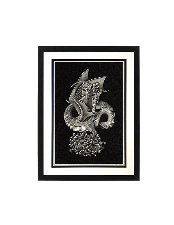 Dragon by M.C. Escher Art Print Custom Framed Many Sizes