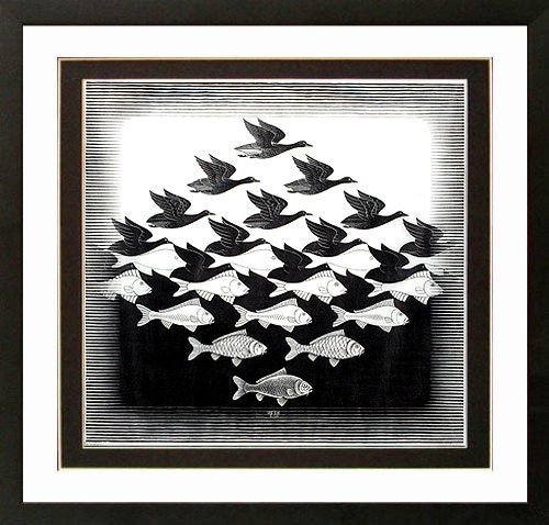 Escher Art Print Air and Water Finest Quality Framing