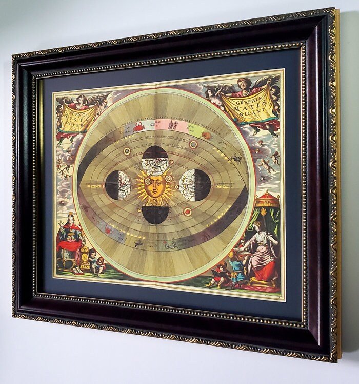 Celestial Map Copernican Universe by Cellarius Framed