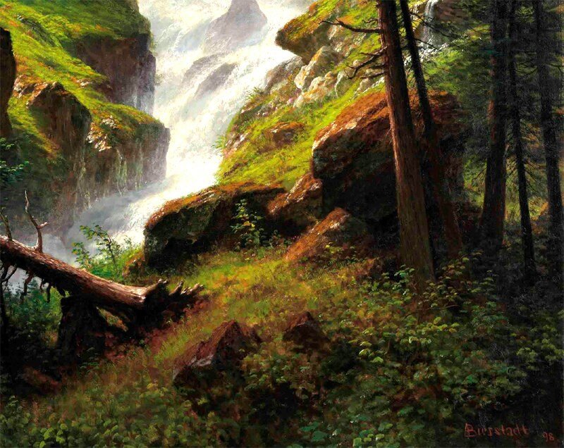 Albert Bierstadt Rocky Mountain Waterfall framed  Print Finest Quality