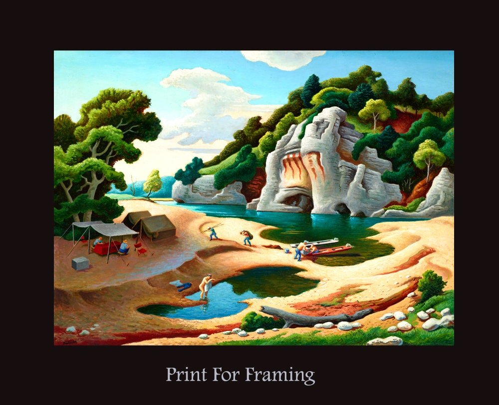 Thomas Hart Benton Print Fishermen on Buffalo River