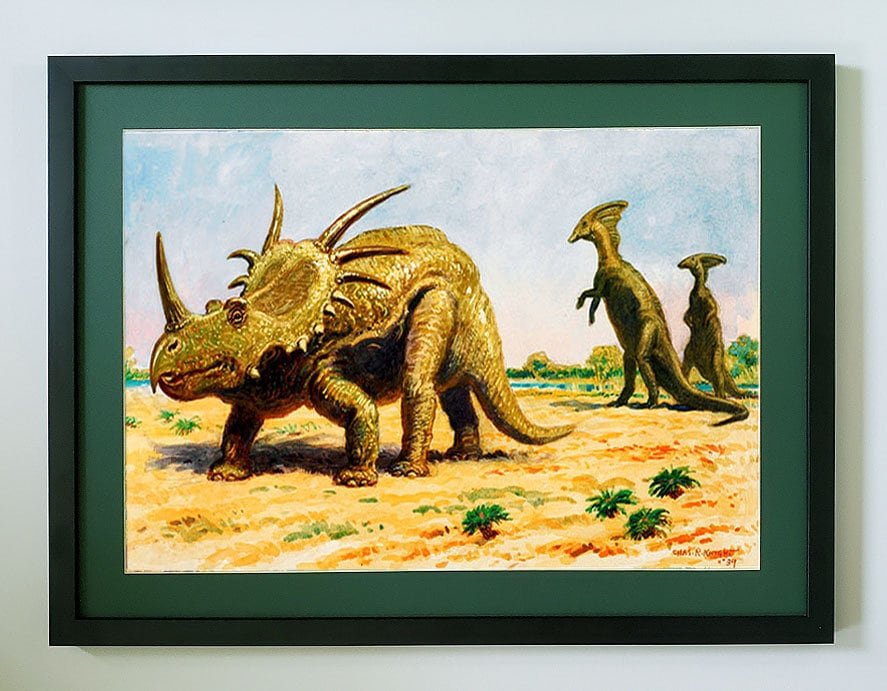 Styracosaurus, Dinosaur Poster Print Art by Charles R Knight. Many Framing Options