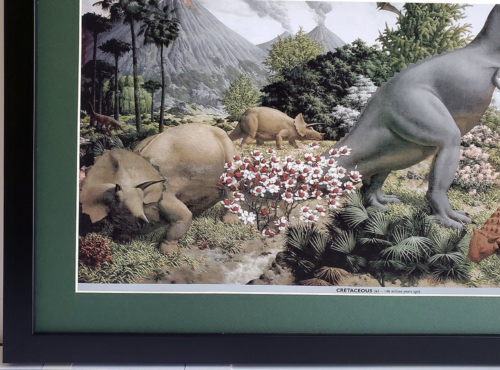LARGE Age of Reptiles Dinosaur Mural By Zallinger Peabody Museum Framed & Matted Prints