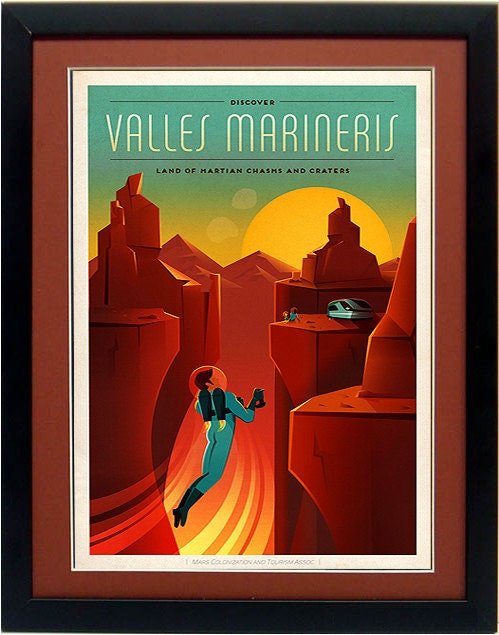 Spacex Mars Poster Set Lithographic A+ Quality Framed