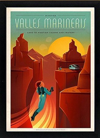 Spacex Mars Poster Vallis Marineris A+ Quality Framed