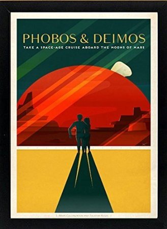 Spacex Mars Poster Phobos and Deimos A+ Quality Framed