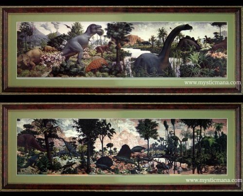 Age of Reptiles Dinosaur Mural By Zallinger Peabody Museum Framed & Matted Prints